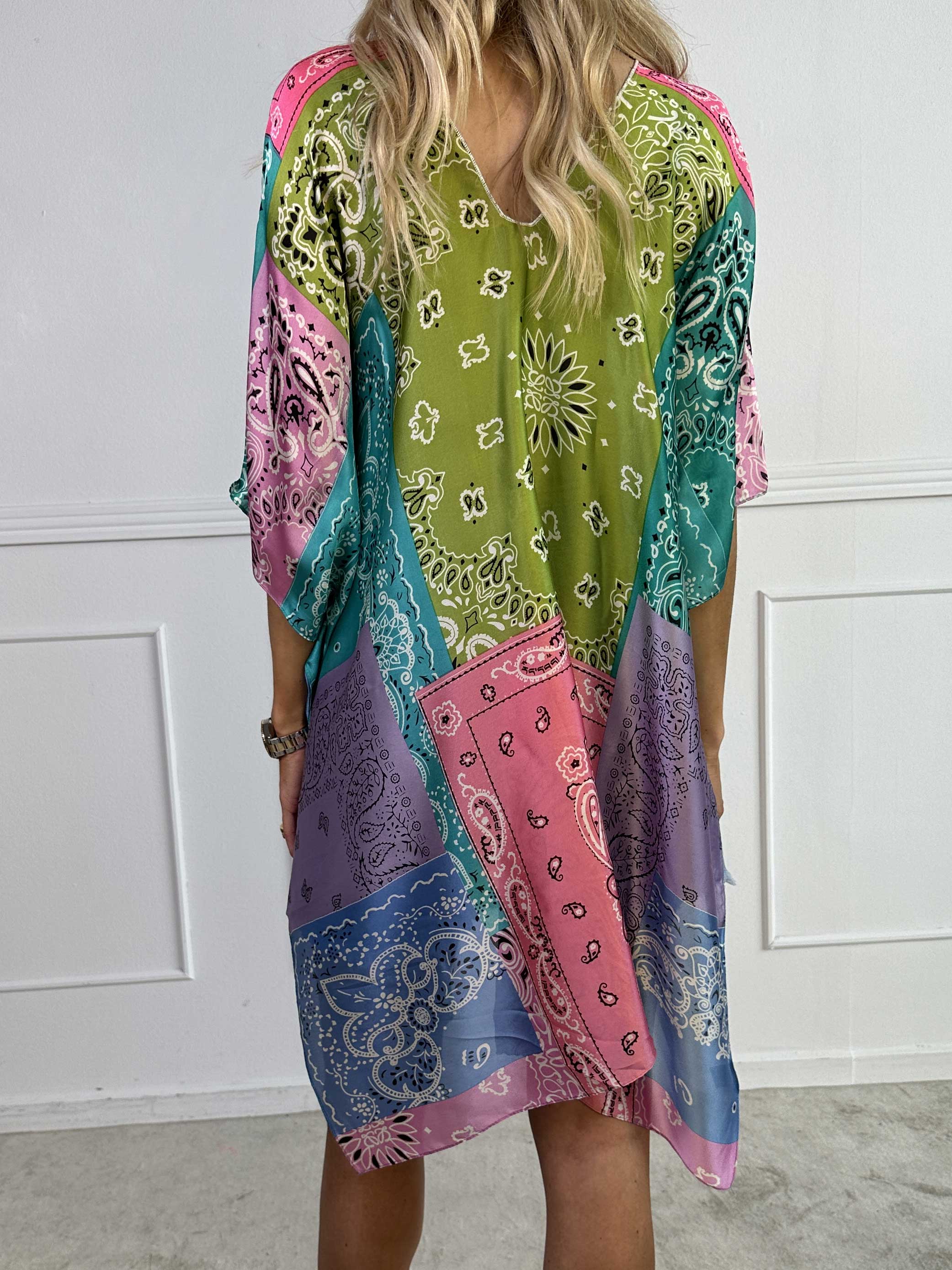 Thora - Mångfärgad tunika i mjuk viskos och siden